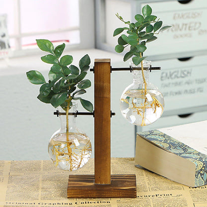 Arbor Bulb Vase | Glass Propagation Station with Wood Stand