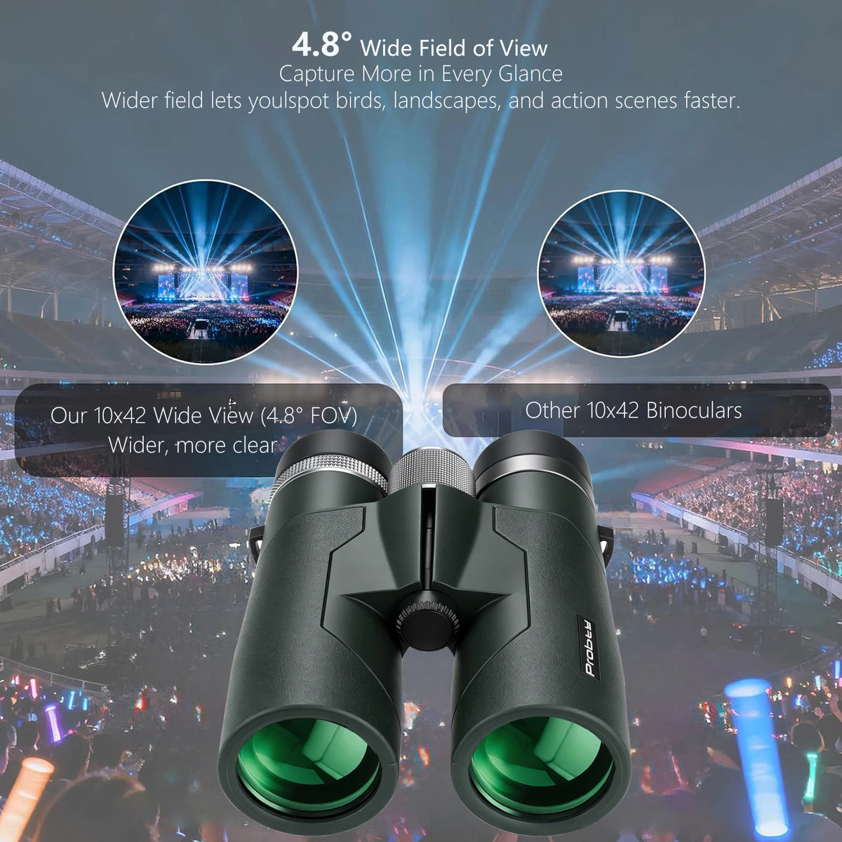 ClearView 10x42 Binoculars | Waterproof HD Binoculars with Phone Adapter