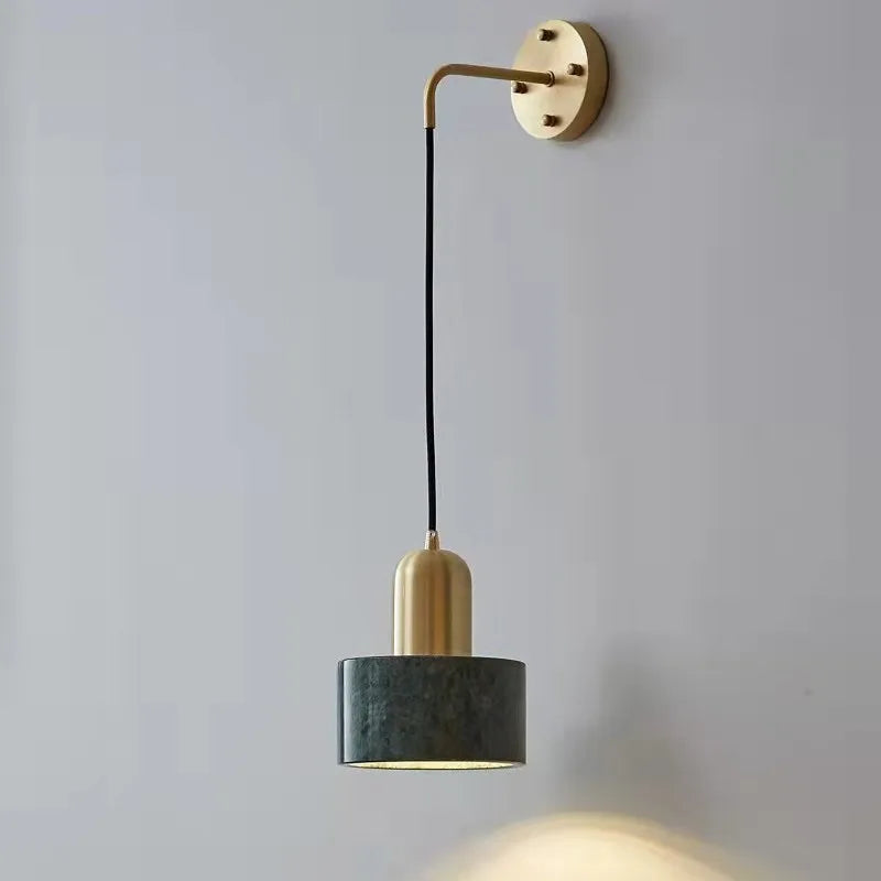 Stone Drop Pendant Lamp | Minimal Marble & Brass Mini Pendant