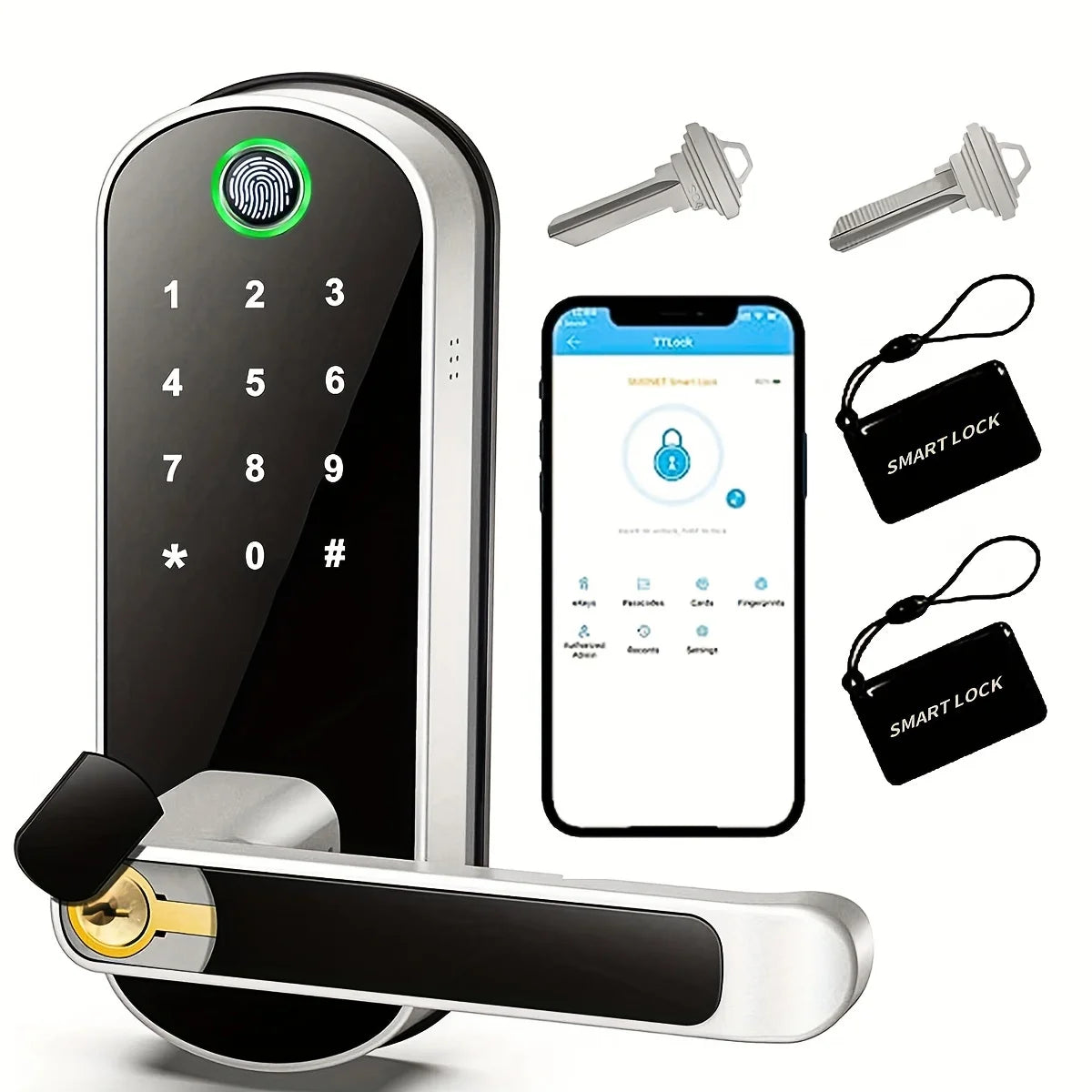 KeyLess Smart Fingerprint Door Lock | WiFi Keypad Lever Lock