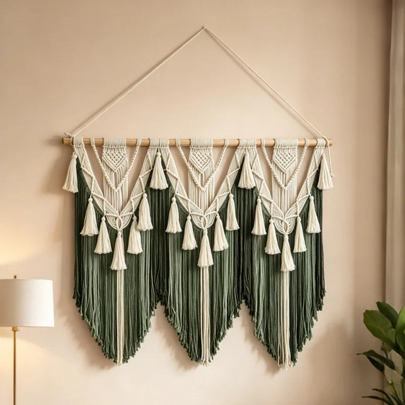 Canopy Macrame Wall Hanging | 110 × 80 cm Boho Tassel Tapestry