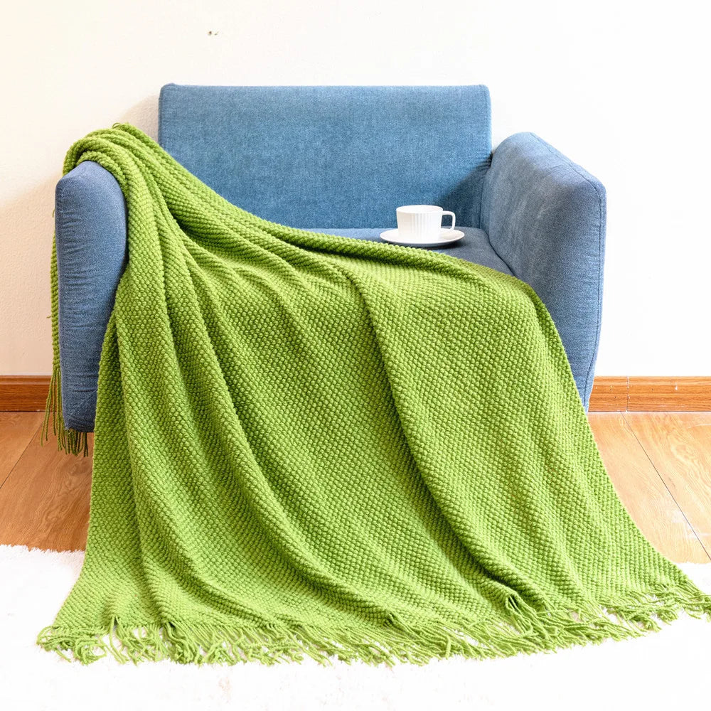 Hygge Chunky Knit Throw | Soft Tasselled Sofa Blanket