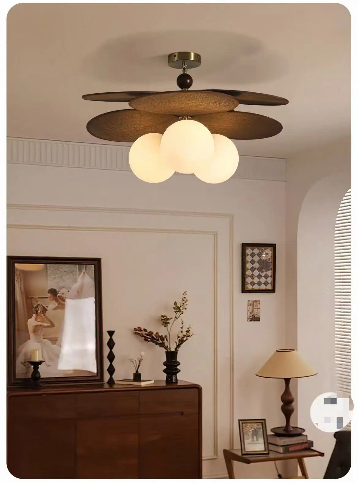 Bloom Flush Ceiling Light | Wood-Look Petal LED Ceiling Lamp