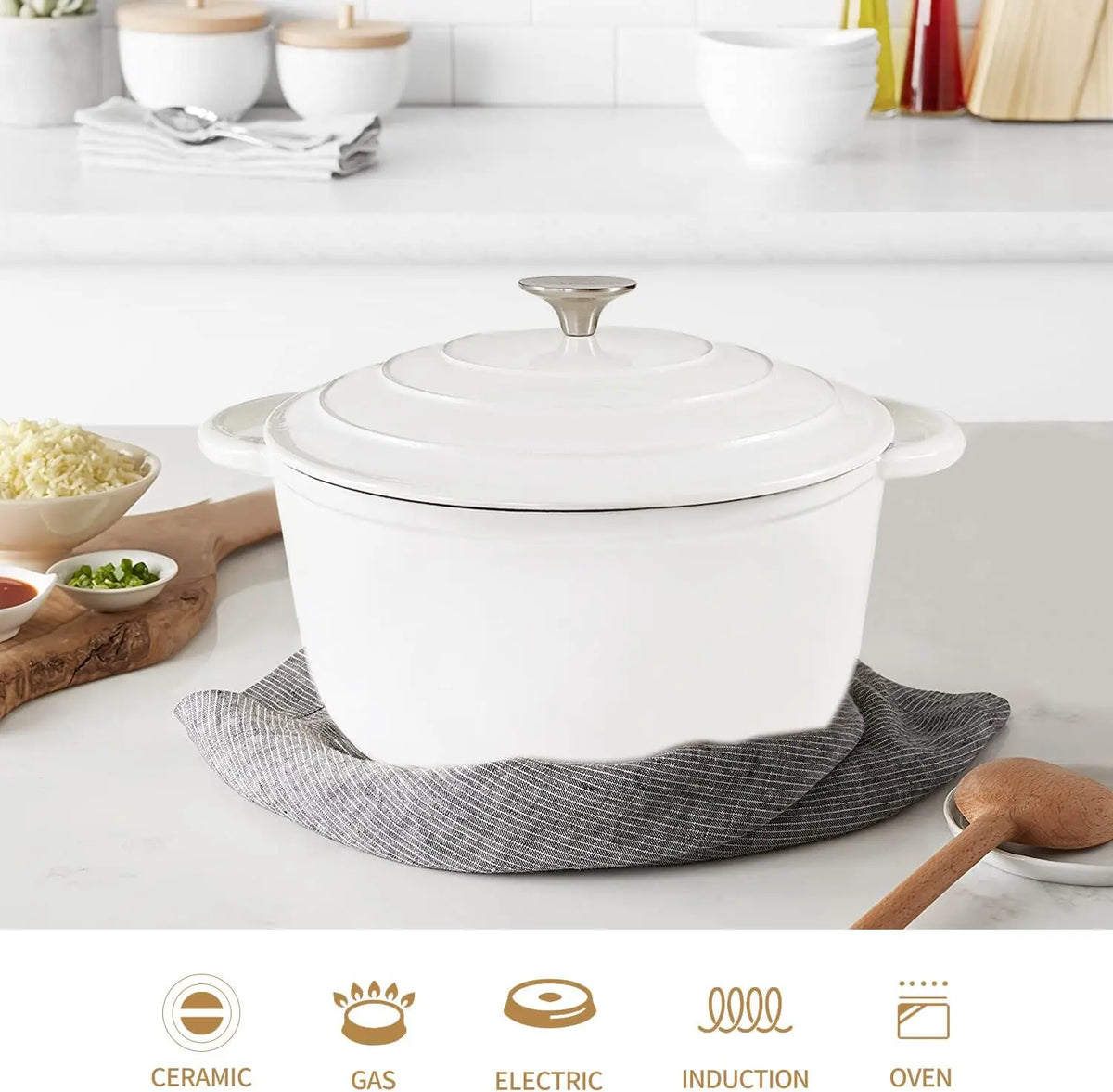 Hearth Enamelled Cast Iron Dutch Oven | 2L or 5L Casserole Pot with Lid