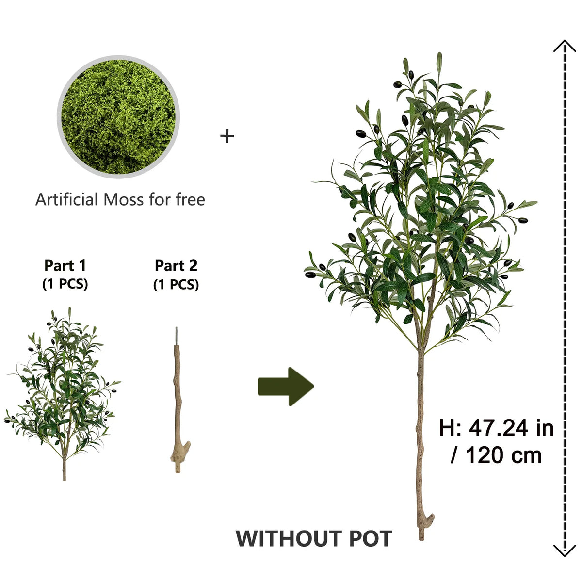 Evergreen Artificial Olive Tree | Realistic Faux Plant 120-180 cm