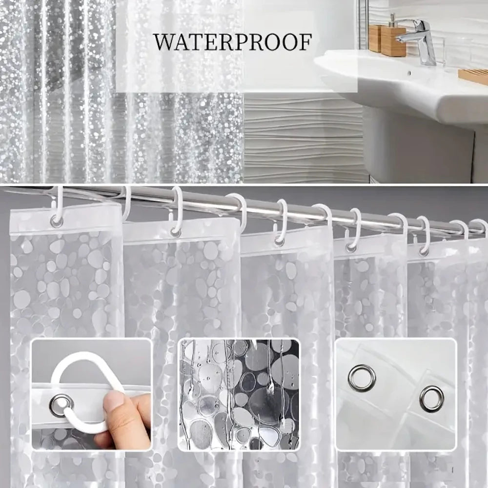Pebble Clear Shower Liner | 3D PEVA Weighted Curtain