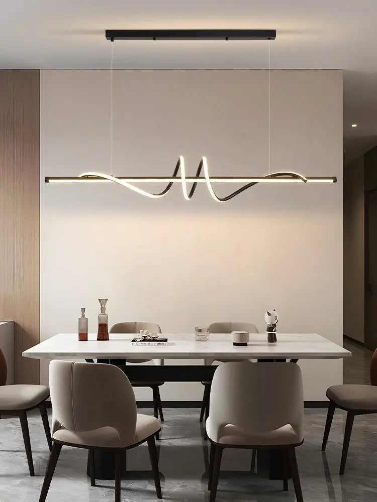 Ribbon LED Pendant | Modern Wave Dining Light, 100 or 120 cm