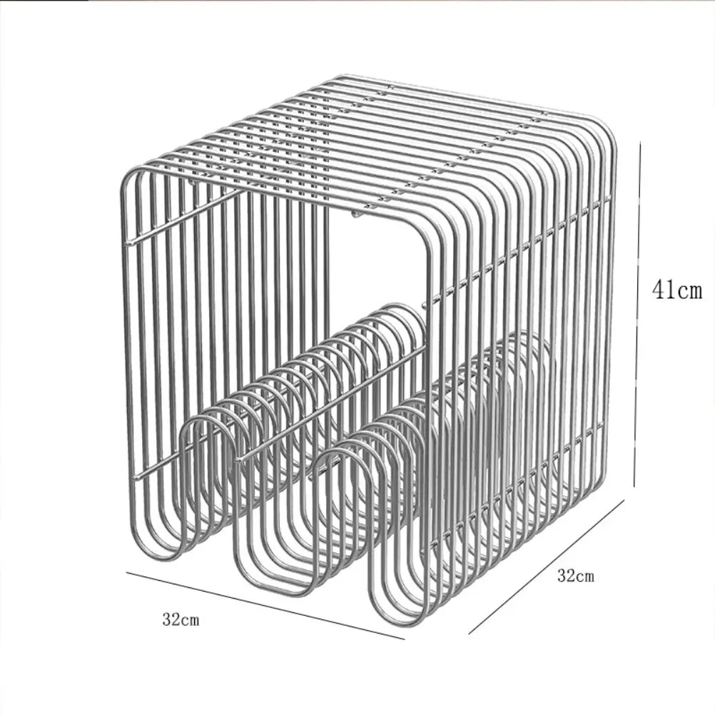 Grid Metal Side Table | Magazine Rack End Table