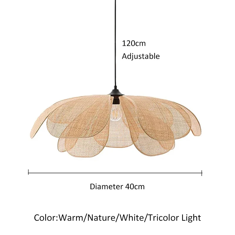 Blossom Rattan Petal Pendant | Woven Flower Shade Ceiling Light