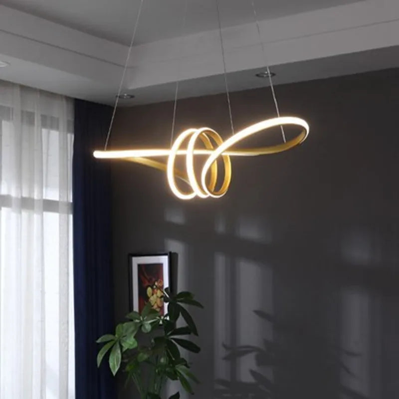 Infinity Loop LED Pendant | Modern Kitchen Island Light with Remote