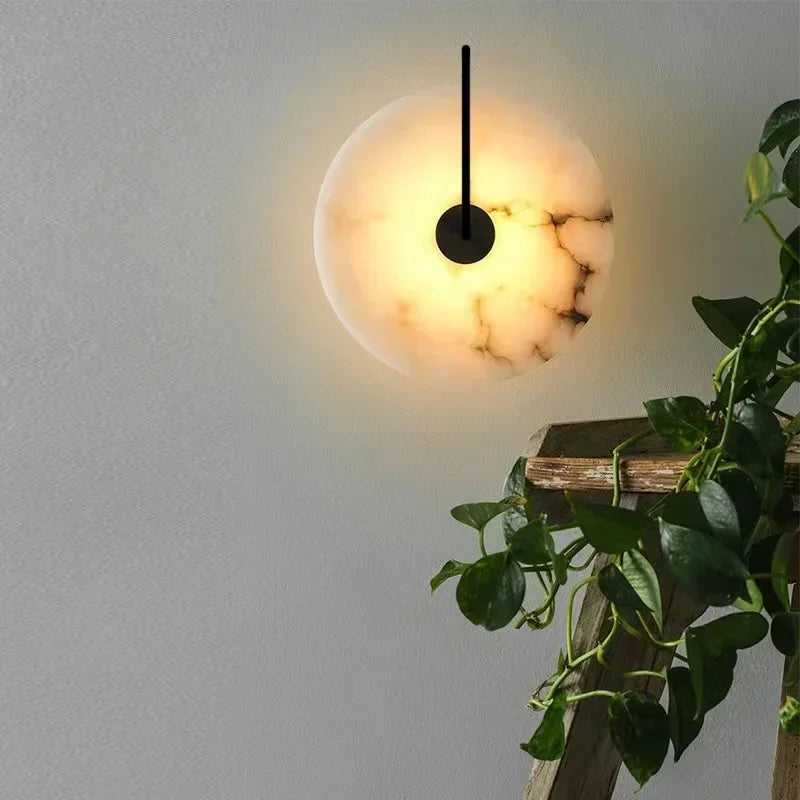 Lunar Marble Wall Sconce | Round Stone-Effect LED Wall Light