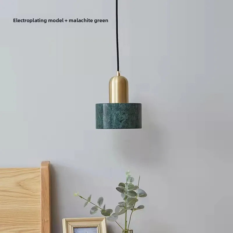 Stone Drop Pendant Lamp | Minimal Marble & Brass Mini Pendant