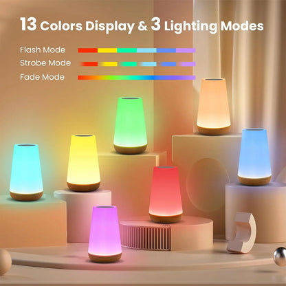 Rainbow Touch Night Lamp | 13-Colour Rechargeable Bedside Light
