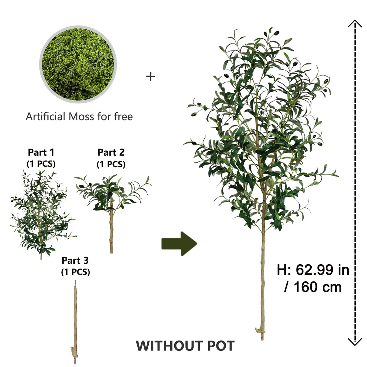 Evergreen Artificial Olive Tree | Realistic Faux Plant 120-180 cm