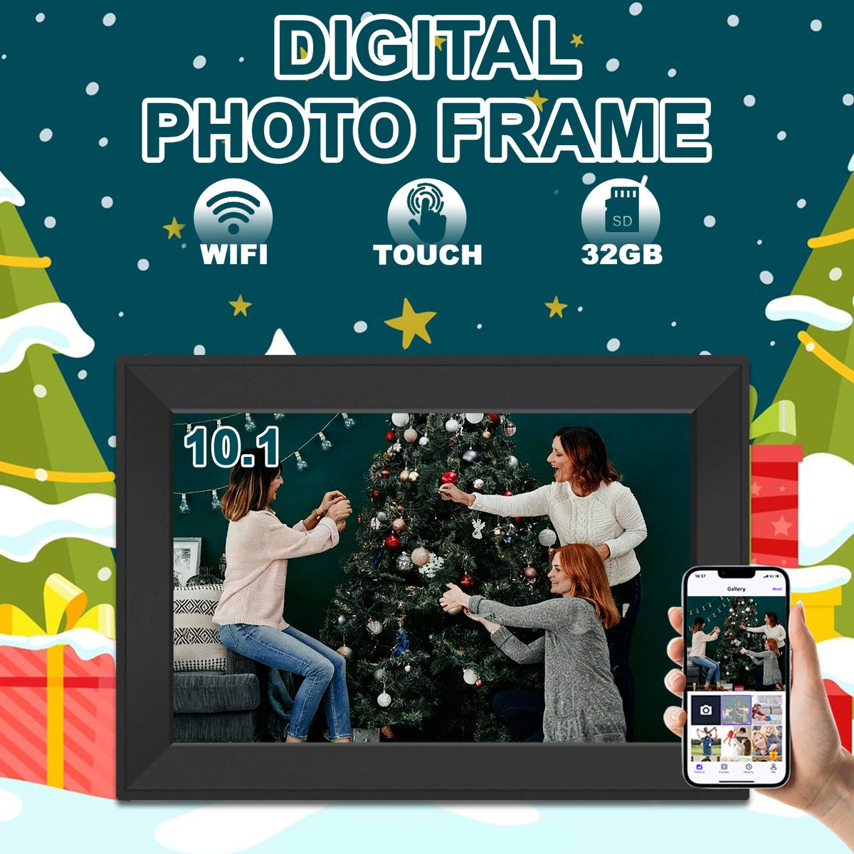 MemoryLane 10.1" WiFi Photo Frame | Touchscreen Digital Picture Frame