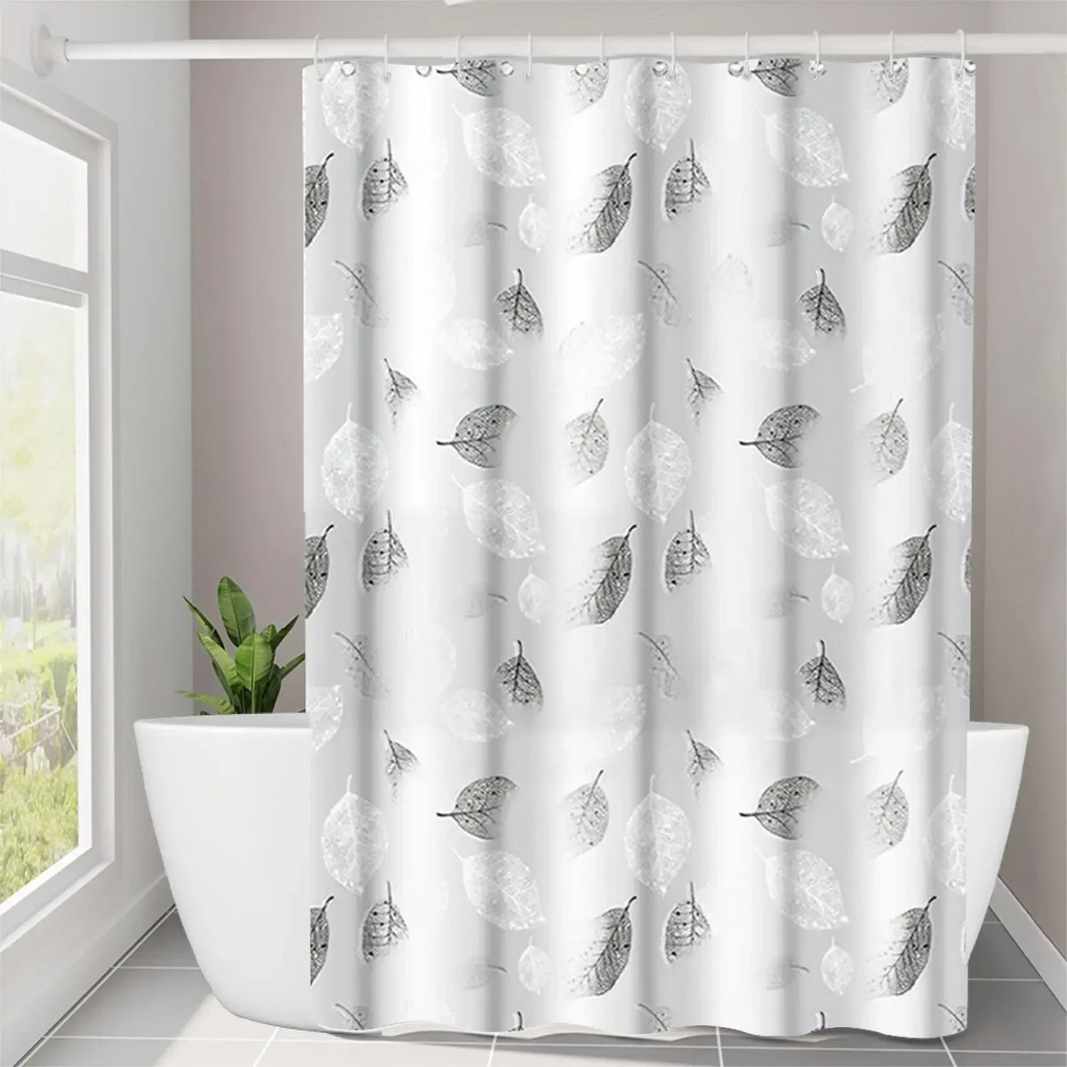 Fernleaf Shower Curtain | Clear Leaf Print PEVA Liner