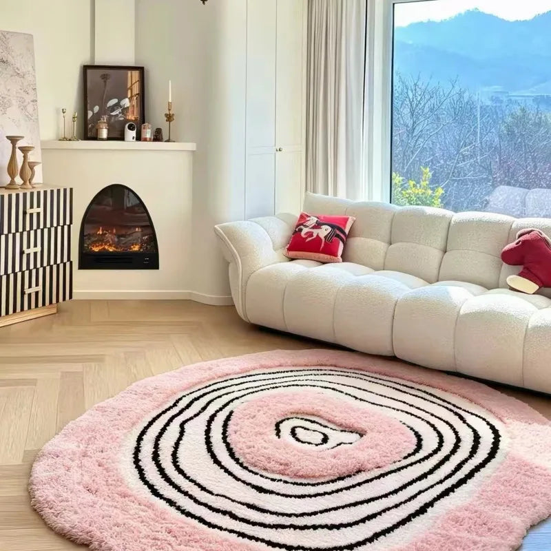 Ripple Shaggy Round Rug | Soft Plush Irregular Bedside Rug