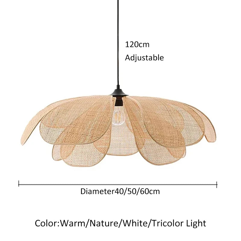 Blossom Rattan Petal Pendant | Woven Flower Shade Ceiling Light