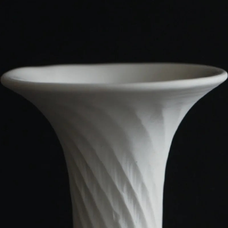 Swirl Minimal Ceramic Vase | Modern White Sculptural Vase