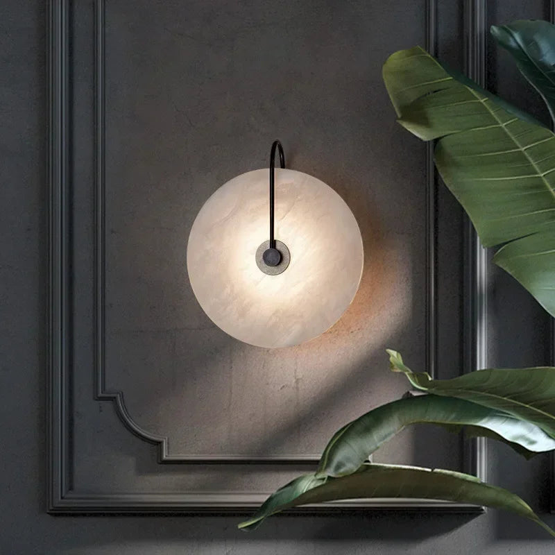 Lunar Marble Wall Sconce | Round Stone-Effect LED Wall Light