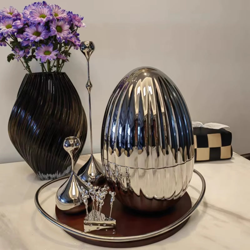 Sculptural Silver-Tone Metal Candlestick