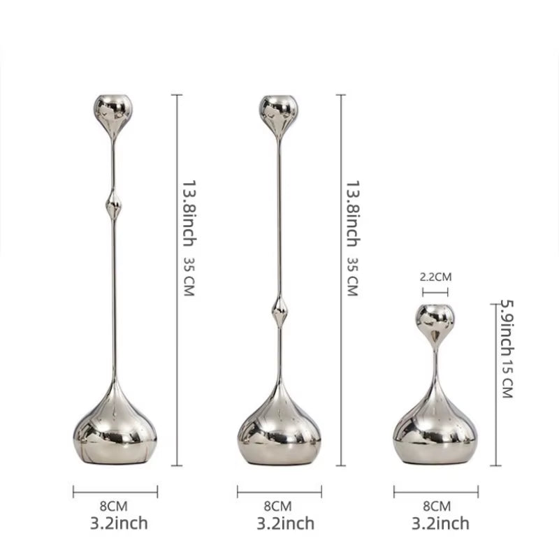 Sculptural Silver-Tone Metal Candlestick