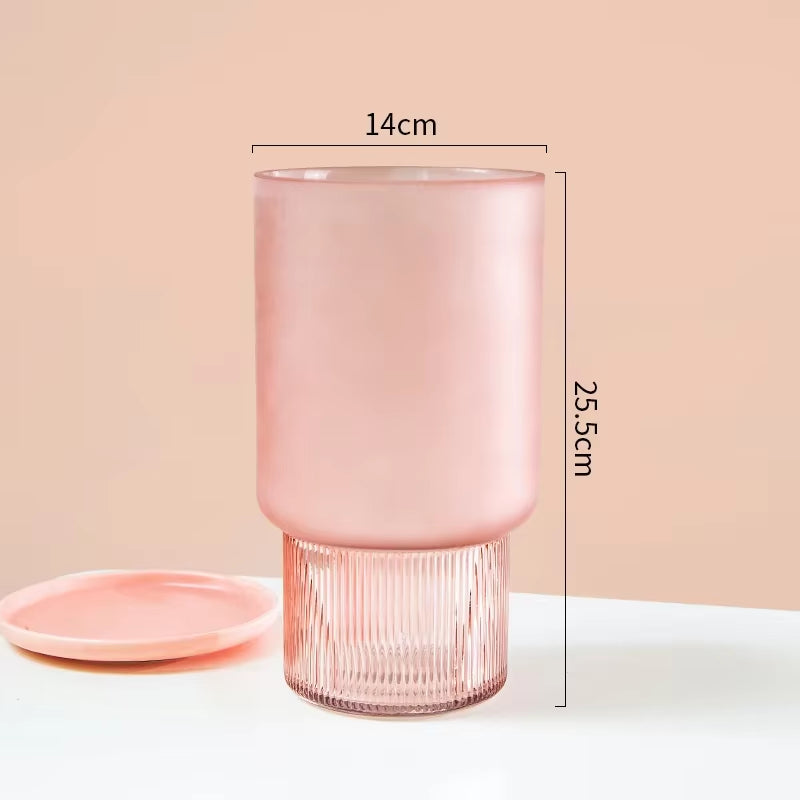 Blush Pink Frosted Glass Vase