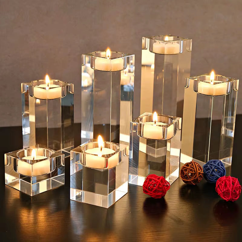 Clear Crystal Glass Tealight Candle Holder