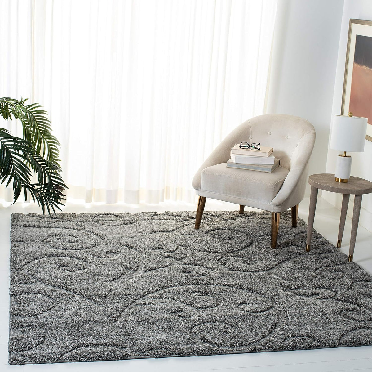 SAFAVIEH Florida Shag Grey Square Rug — 6 ft 7 in